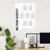 7 tabel Eenvoudig witte bruiloft-zitplaatje Poster (Thuiskantoor)