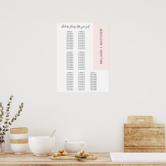 7 Tabel | Elegant modern bruiloft Poster (Keuken)