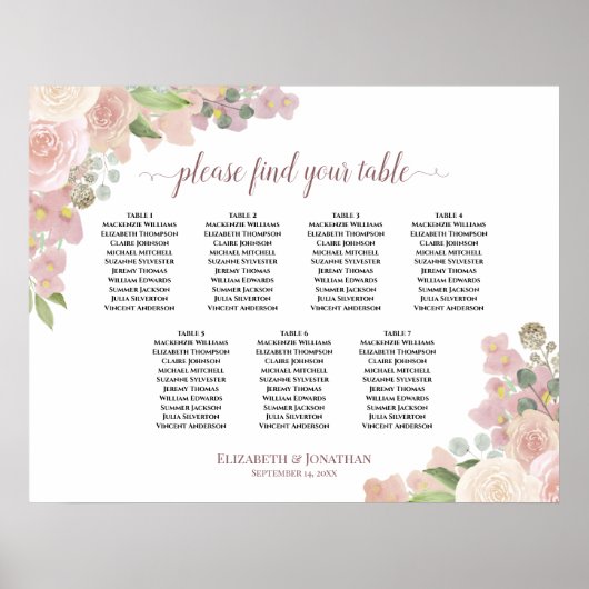 7 Tableau Boho rose Mariage floral (Devant)