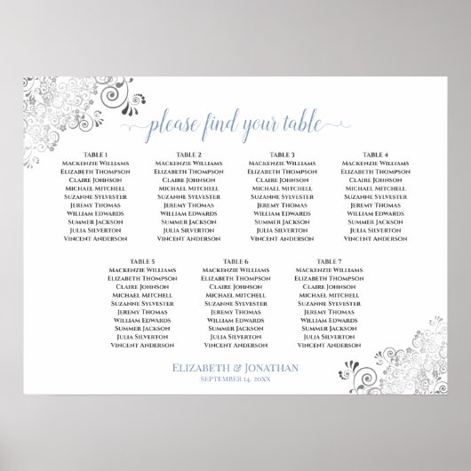 7 Tableau Tableau Mariage blanc et bleu frileux (Devant)