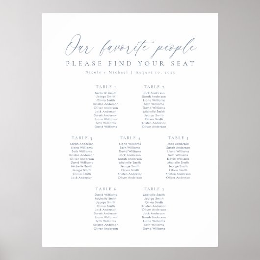 7 Tableaux Notre Tableau De Sièges Pour Les Gens P (Devant)