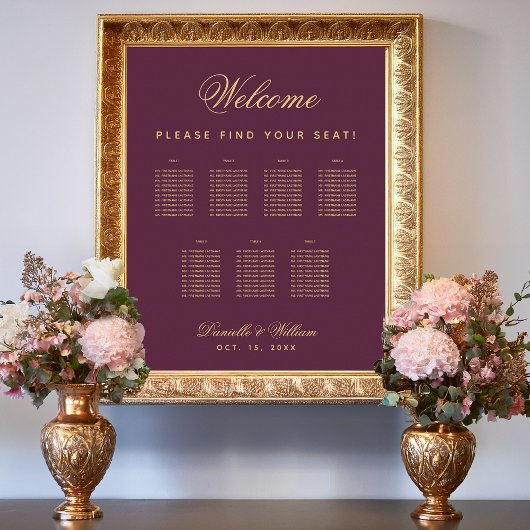 7 Tableaux Tableau Mariage - Couleur Vin simple