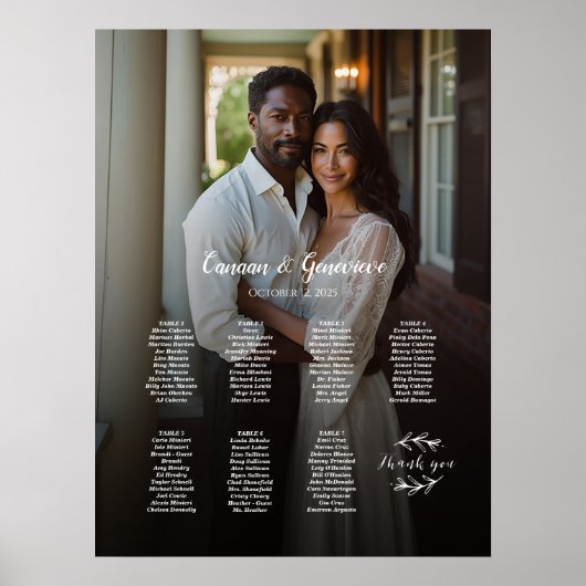 7 tables élégant tableau de sièges mariage photo (Devant)