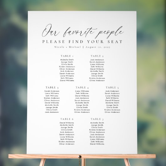 7 Tables Favorite People Acrylic Seating Chart (Neutre)