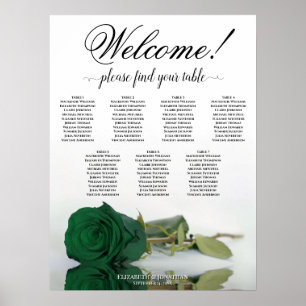 7 Tafel Smaragdgroene Roos Huwelijkszitplaatskaart Poster