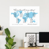 7 Tafels Bestemmingen Wereldkaart zitplaatsenkaart Poster (Thuiskantoor)