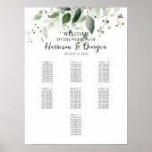 7 tafels groen elegante bruiloft zitgrafiek poster (Voorkant)