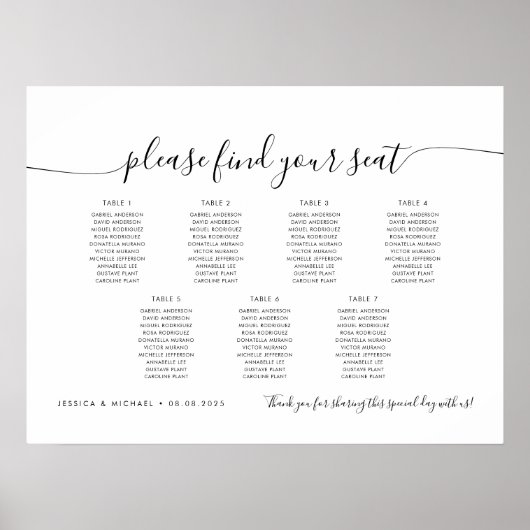 7 Tafels Modern Vind uw Zitplaatskaart Poster (Voorkant)