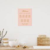 7 Tafels Roze Eenvoudige Trouwzaalstoelindeling Poster (Keuken)