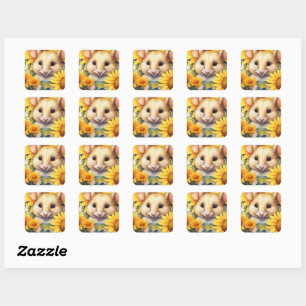 7 van 17 Zonnebloementuin Miceville Vierkante Sticker