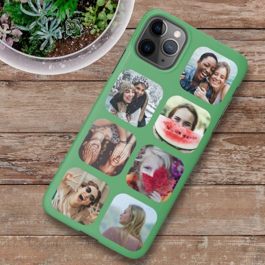 7 vierkant foto Collage Green Sjabloon iPhone Case iPhone Hoesje