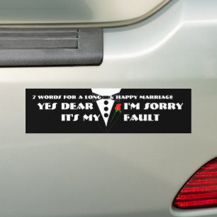 7 woorden voor een lang en gelukkig huwelijk bumpersticker