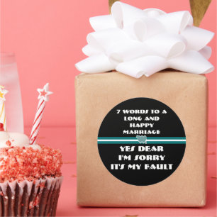 7 woorden voor een lang en gelukkig huwelijk ronde sticker