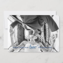 7" x 5" carte de Noël d'amour en nébuleuses bleues