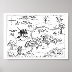 7' X 5' stijl 100 Acre Bossen Map Poster