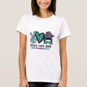 7al6 Suicide Prevention Warrior Messy Bun Peace Ho T-shirt