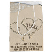 7e Anniversaire Coeurs de plage moyenne sac cadeau (Devant)