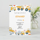 7e anniversaire Construction Boy Invitation (Debout devant)