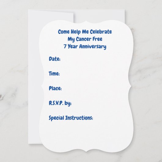 7e anniversaire du cancer Invitations du Parti (Dos)