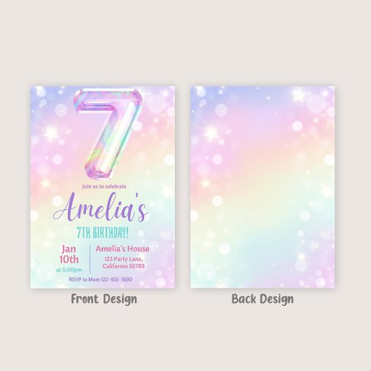 7e anniversaire Invitation Girl 7e anniversaire Fê