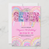 7e anniversaire Invitation Girl Editable Rainbow S (Devant)