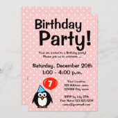 7e anniversaire invitations de fête avec mignon ma (Devant / Derrière)