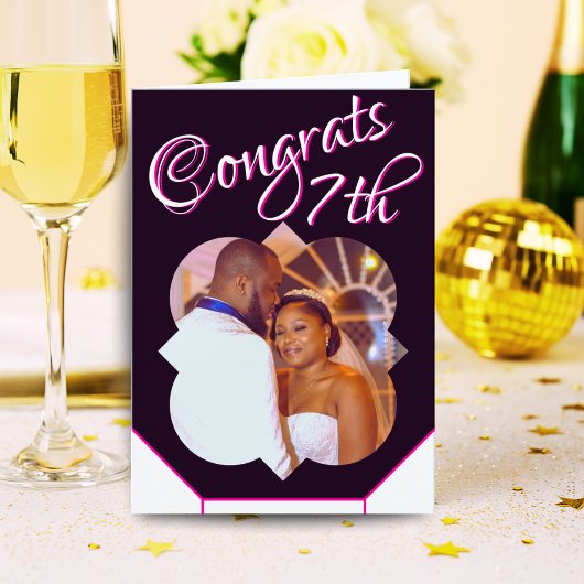 7e anniversaire Mariage Carte photo noir blanc