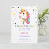 7e anniversaire Unicorn Anniversaire Invitations (Debout devant)