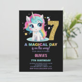7e anniversaire Unicorn Anniversaire Invitations (Debout devant)