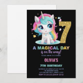 7e anniversaire Unicorn Anniversaire Invitations (Devant / Derrière)