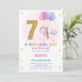 7e anniversaire Unicorn Anniversaire Invitations (Debout devant)