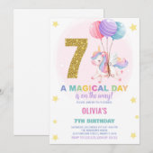 7e anniversaire Unicorn Anniversaire Invitations (Devant / Derrière)