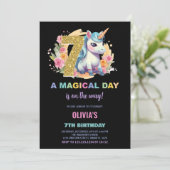 7e anniversaire Unicorn Anniversaire Invitations (Debout devant)