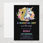 7e anniversaire Unicorn Anniversaire Invitations (Devant / Derrière)