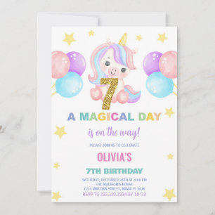 7e anniversaire Unicorn Anniversaire Invitations