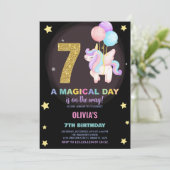 7e anniversaire Unicorn Anniversaire Invitations (Debout devant)