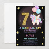 7e anniversaire Unicorn Anniversaire Invitations (Devant / Derrière)