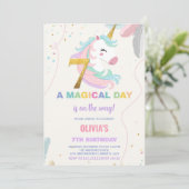 7e anniversaire Unicorn Anniversaire Invitations (Debout devant)
