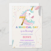 7e anniversaire Unicorn Anniversaire Invitations (Devant / Derrière)