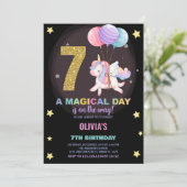 7e anniversaire Unicorn Anniversaire Invitations (Debout devant)