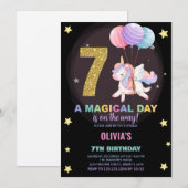 7e anniversaire Unicorn Anniversaire Invitations (Devant / Derrière)