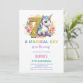 7e anniversaire Unicorn Anniversaire Invitations (Debout devant)
