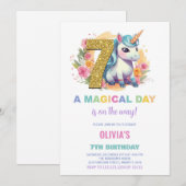 7e anniversaire Unicorn Anniversaire Invitations (Devant / Derrière)