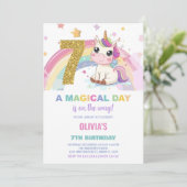 7e anniversaire Unicorn Anniversaire Invitations (Debout devant)