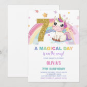 7e anniversaire Unicorn Anniversaire Invitations (Devant / Derrière)