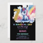 7e anniversaire Unicorn Anniversaire Invitations (Devant / Derrière)