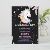 7e anniversaire Unicorn Anniversaire Invitations (Debout devant)
