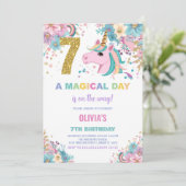 7e anniversaire Unicorn Anniversaire Invitations (Debout devant)