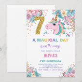 7e anniversaire Unicorn Anniversaire Invitations (Devant / Derrière)