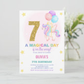 7e anniversaire Unicorn Anniversaire Invitations (Debout devant)
